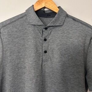 Lululemon Polo Shirt Mens Large Gray Heathered Evolution Short Sleeve Athletic